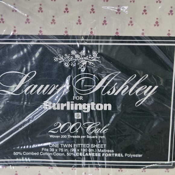 Vintage Laura Ashley Sanford Court Full Sheet Set Flat Fitted Pillowcases NOS - Picture 7 of 11